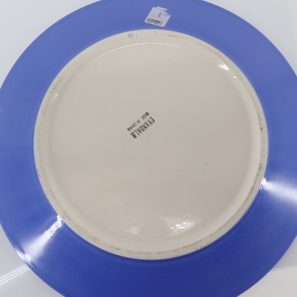 Vtg Evandale Blue Dinner Plate with 4 Bee's  13.75" diameter Heavy 4.5 lbs Mint - Picture 5 of 9